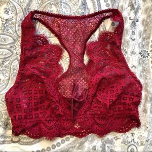 VS Red Lace Bralette Crop Top
